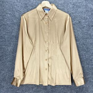 Pendleton Shirt Women 6 Beige Collared Long Sleeve Button Up Cuffed Solid Rayon